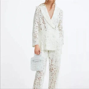 Zara lace pant suit white